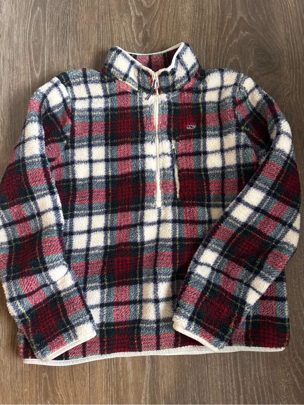 Vineyard Vines Women's Plaid Quarter-Zip Sweater - Red, Navy & White